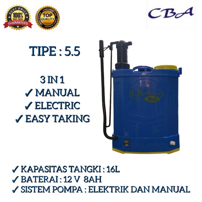 Sprayer tangki semprot elektrik 16 liter CBA 3 in 1 Sprayer CBA 3in1 elektrik dan manual bisa cas bi