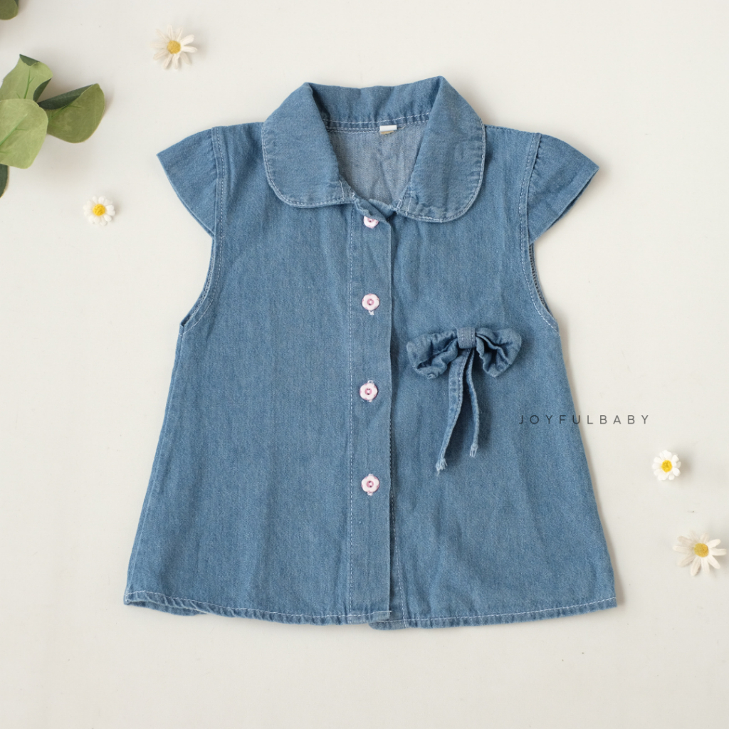 JOYFULBABY Dress Ribbon Jeans Anak Perempuan