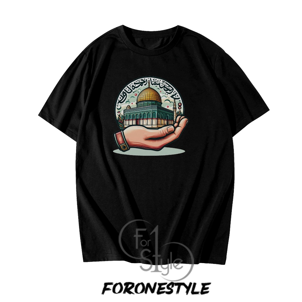 KAOS FREE PALESTINA SAVE MASJID AL AQSA - BAJU ISLAMI MOTIF SAVE MASJID AL AQSA