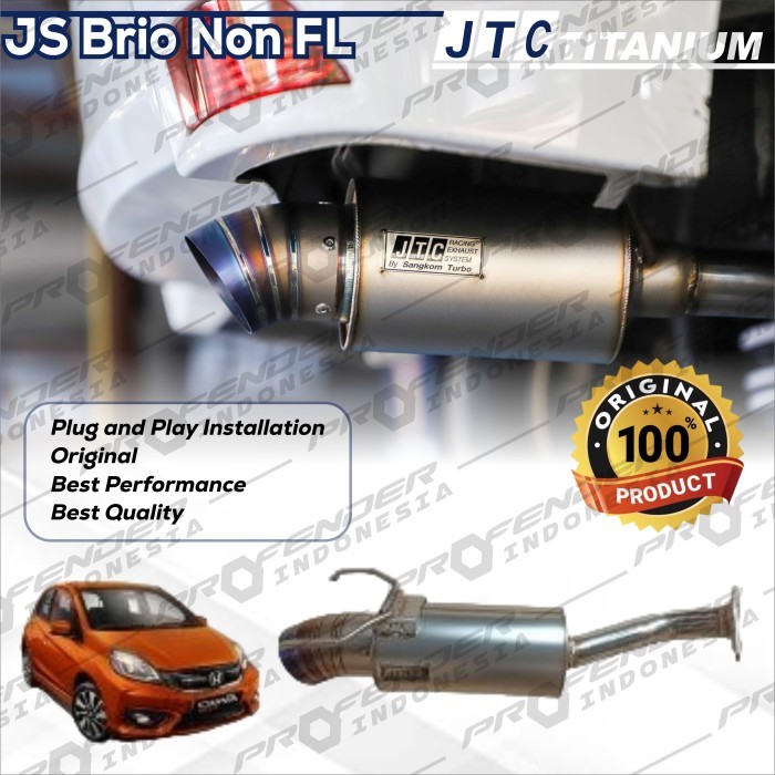 JTC titanium - Muffler JS Racing Big Model - Exhaust Muffler Knalpot - Honda Brio Non Facelift FL - 