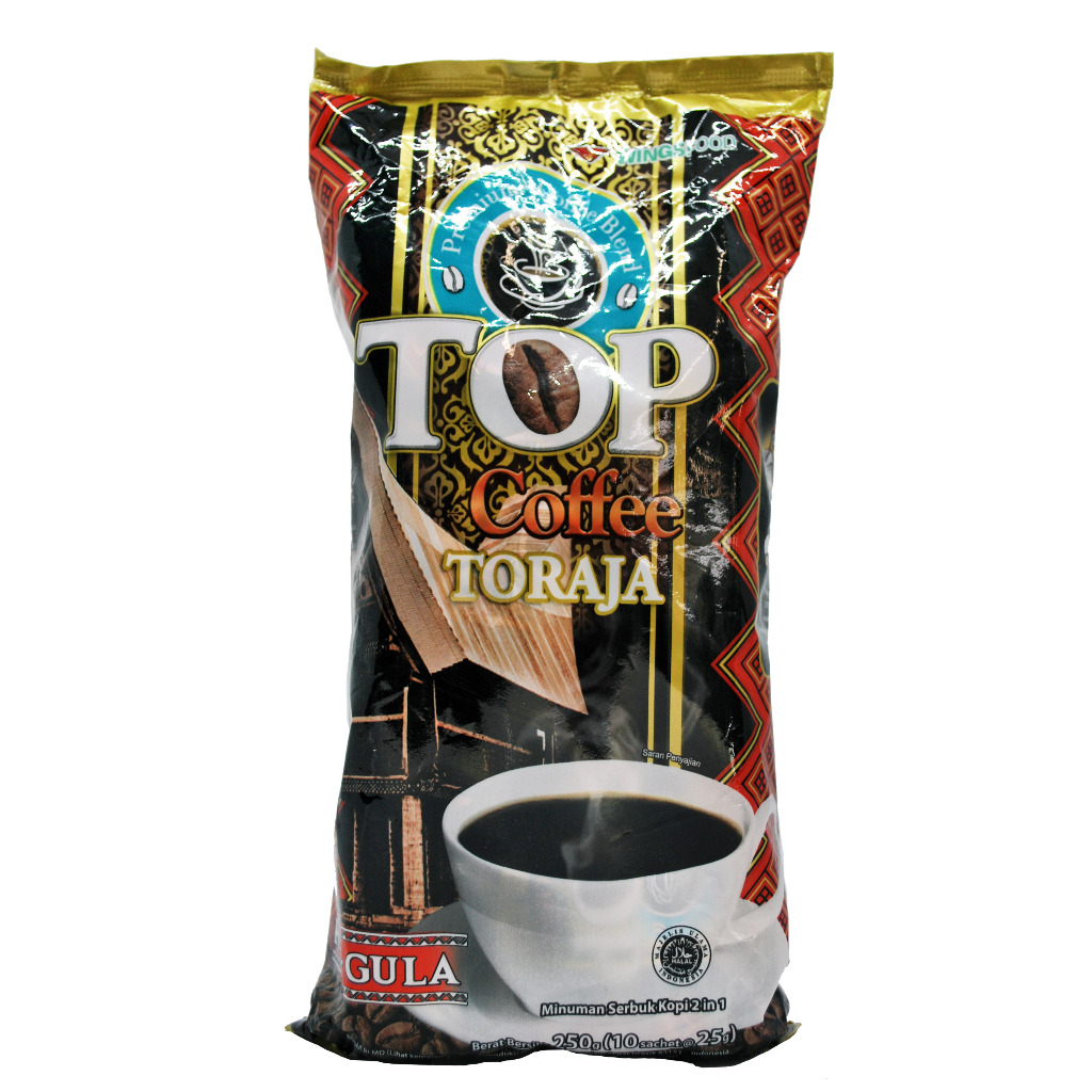 

Kopi Hitam + Gula TOP Coffee Toraja isi 10's