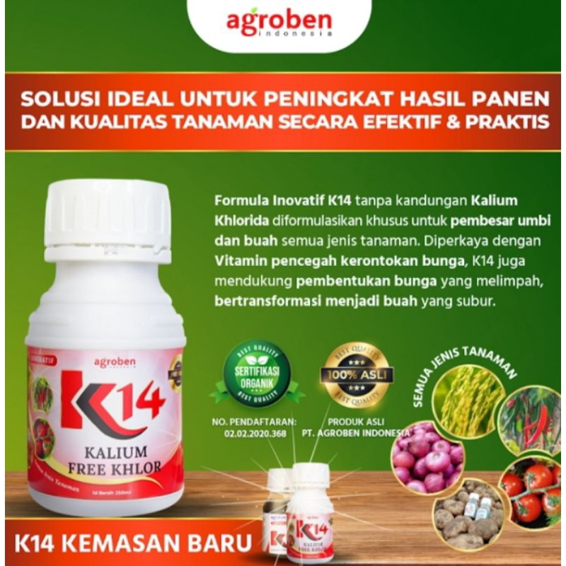 Pupuk Pembesar Buah Dan Umbi K14 Agroben 250 ML