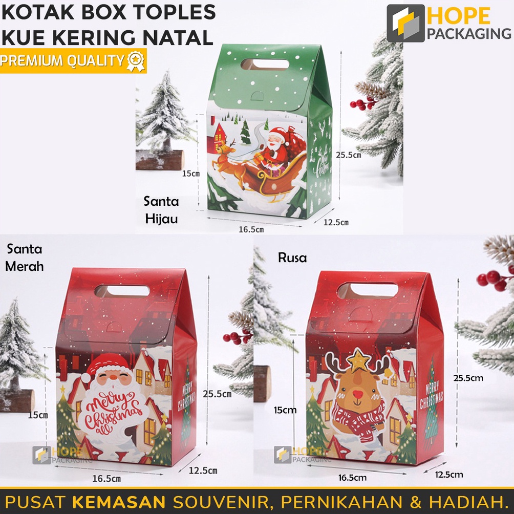 

KUALITAS OKE Box Kardus Kue Kering Natal Merry Christmas Toples 25gr Kotak Box Hampers Hadiah Christmas