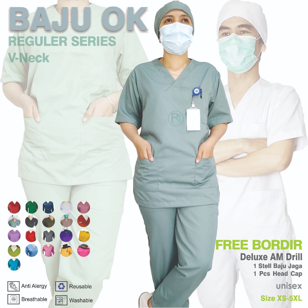 Baju OK/Baju Jaga/Tangan Pendek/Doctor's Scrub/Nurse Scrubs