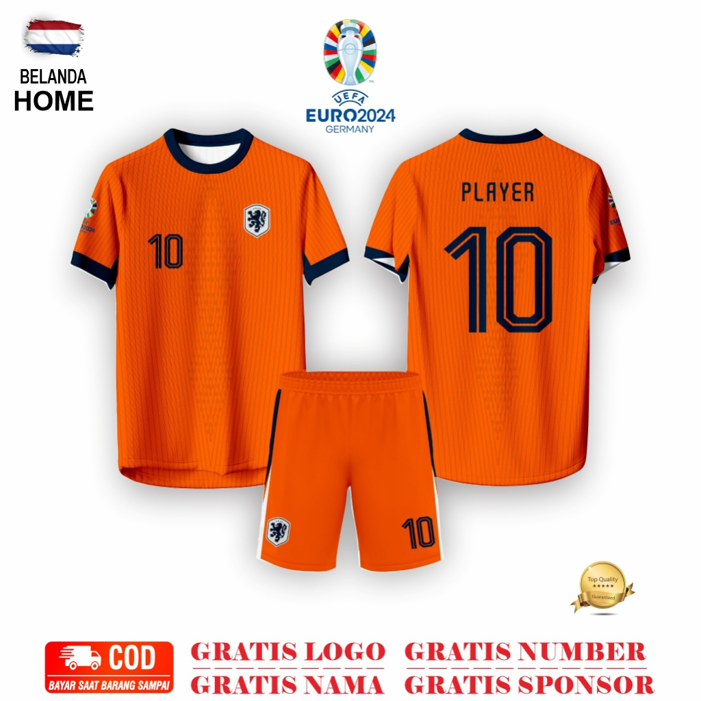 JERSEY TIMNAS BELANDA EURO 2024 TERBARU HOME AWAY FULL PRINTING PREMIUM CUSTOM NAMA