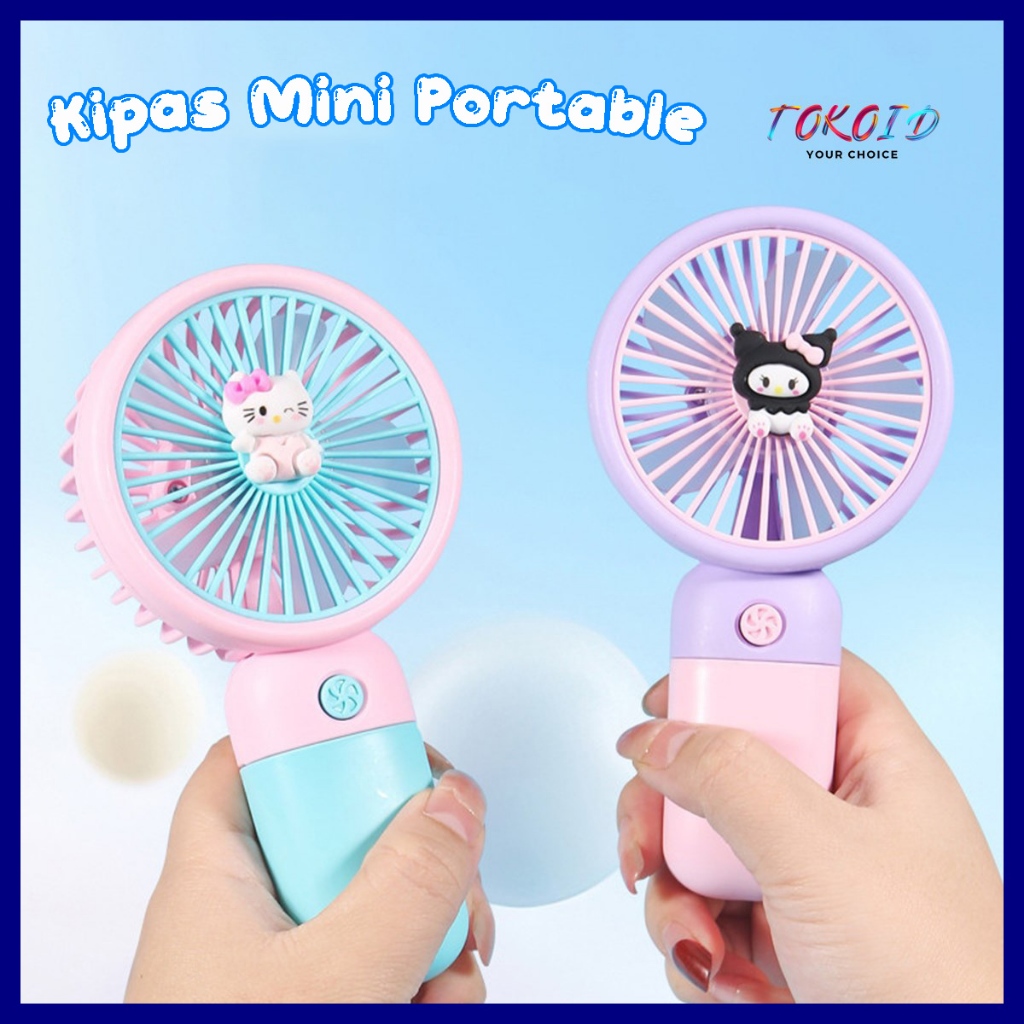 Kipas Mini USB Kipas Genggam Portabel Sanrio Kipas Angin Karakter Mini USB