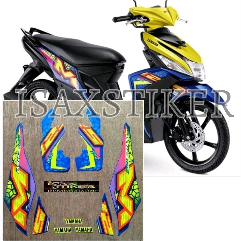 Striping Original Yamaha Mio M3 kuning biru tahun 2024