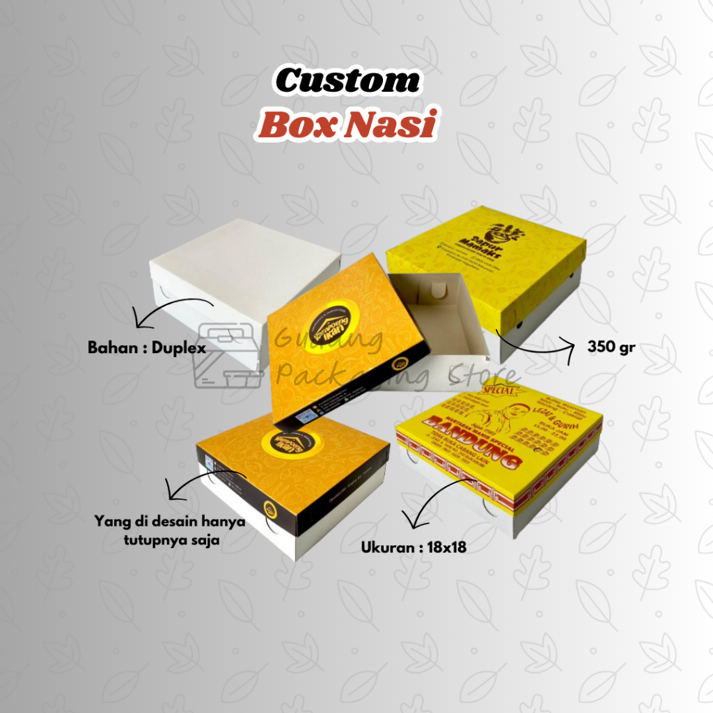 Cetak Custom Box Nasi Tutup Alas Pisah Ukuran 18x18 | Dus Nasi | Box Martabak | Dus Martabak | Custo