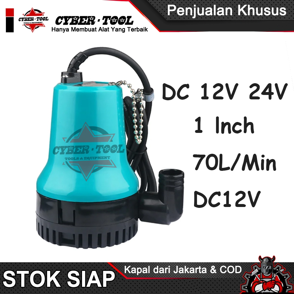 Mesin Pompa Air Celup 12V 24V - Kolam Submersible Pump 12 Volt 24 Volt - Pompa Celup Air Aki DC 12 V