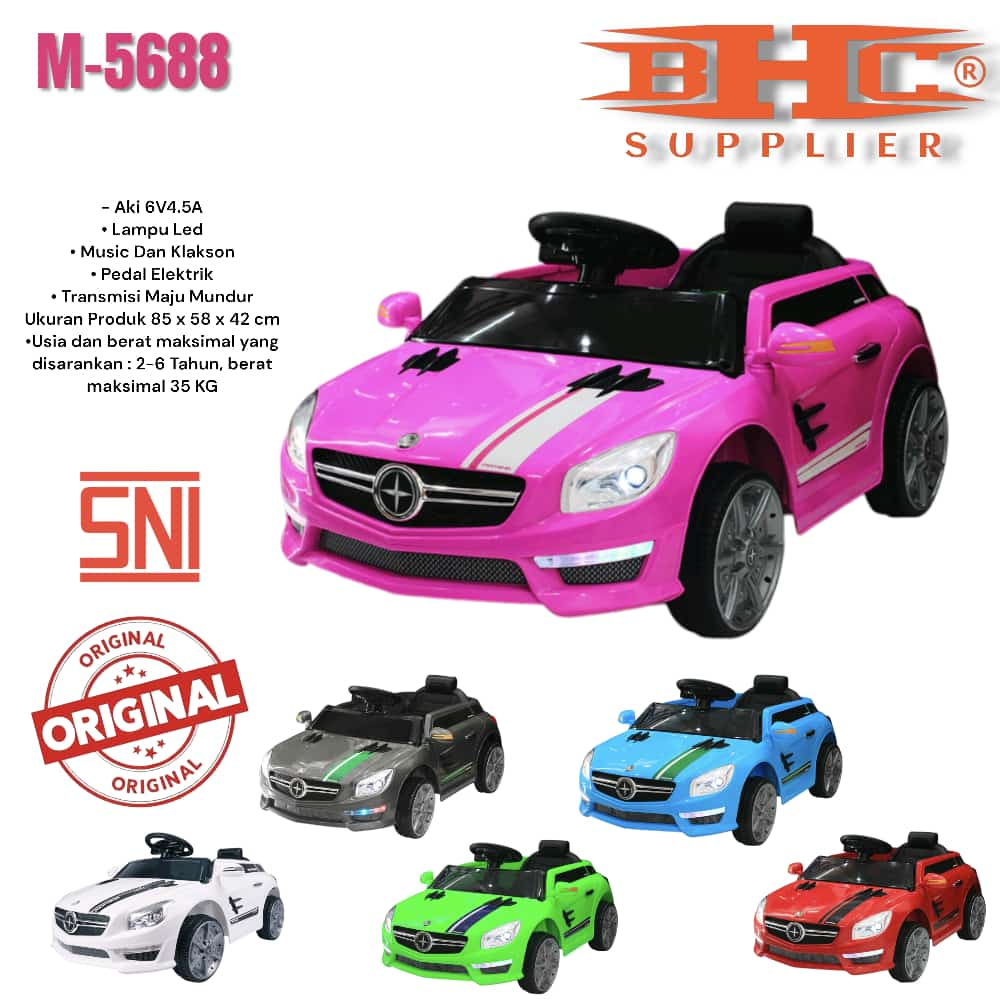 Mobil Aki M5688 Miraine - PMB TOYS Aki 6V4.5A  Lampu Led Music Dan Klakson Pedal Elektrik Transmisi 