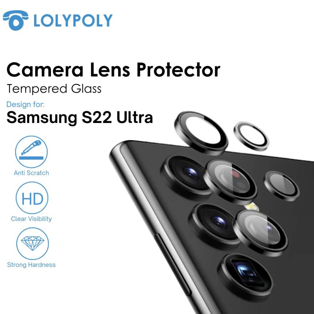 Lolypoly Tempered Glass Camera Lens Screen Protector For Samsung S22 Ultra