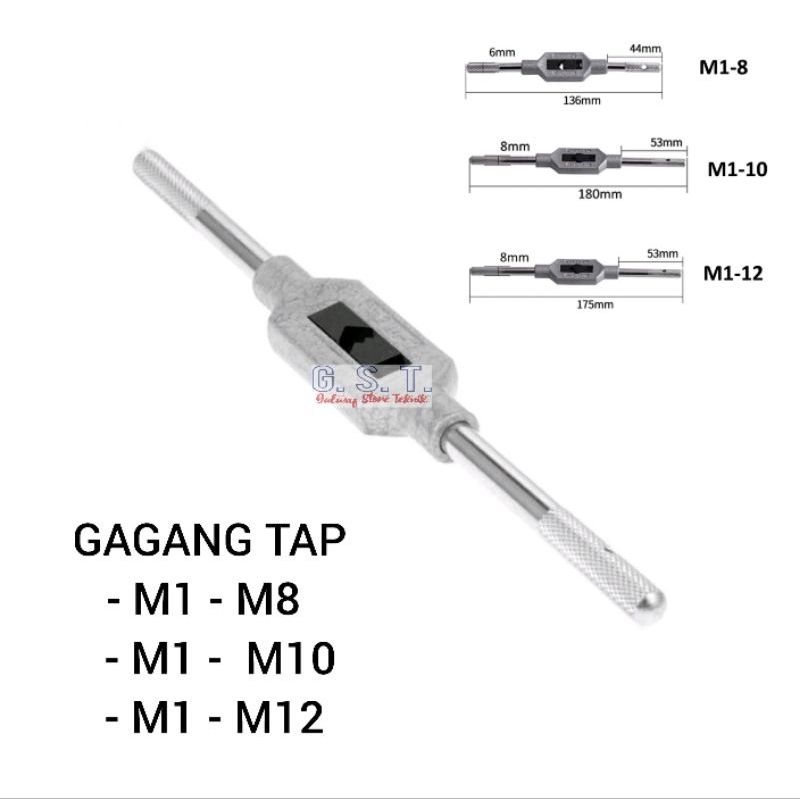 Gagang Tap Handle Tap M1-M8 M1-M10 M1-M12 Alat Pemutar Tap Gagang Tap Manual