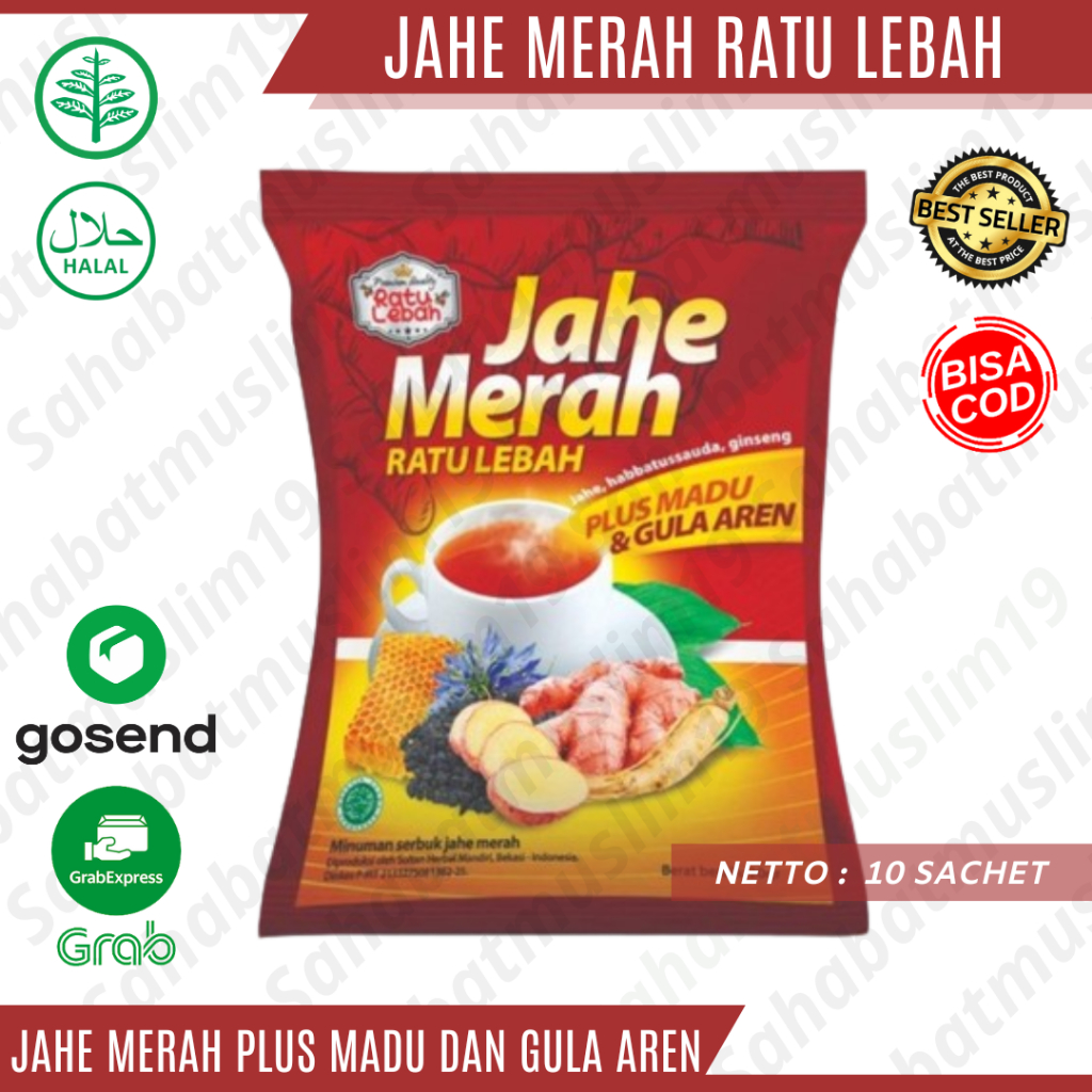 

Jahe Merah Ratu Lebah Plus Madu Dan Gula Aren Serbuk Instant 10 Sachet