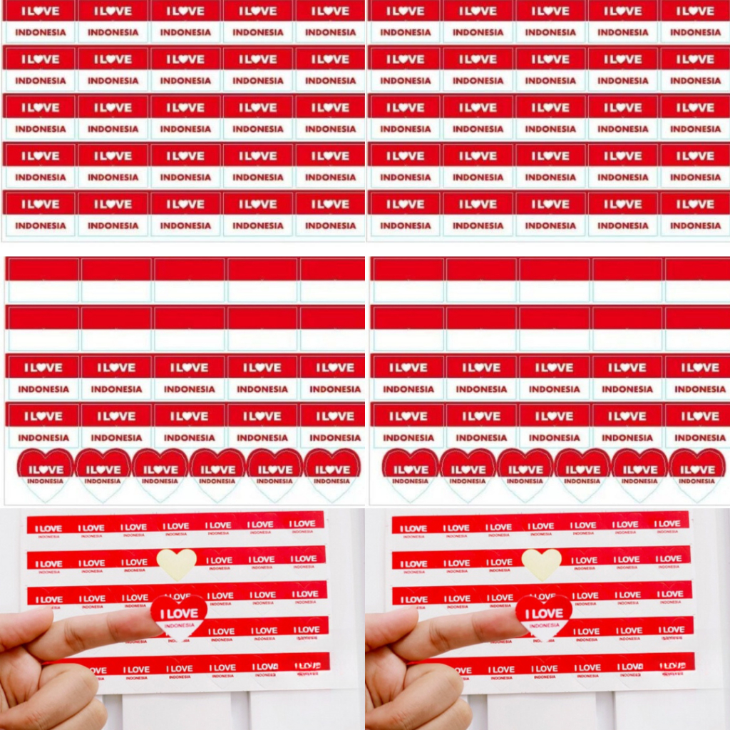 

MSM Stiker Pipi Love Kotak I LOVE INDONESIA Sticker Dirgahayu Merah Putih 17 Agustus HUT RI