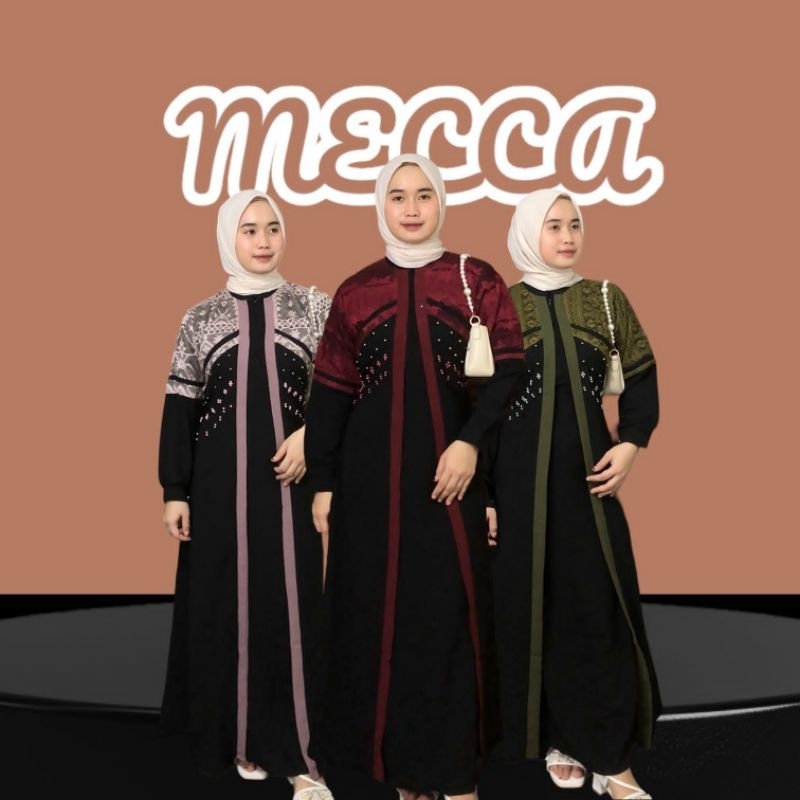 mecca drees Gamis Termurah Gamis premium bahan krinkel 2 layer kombinasi brokat size all size