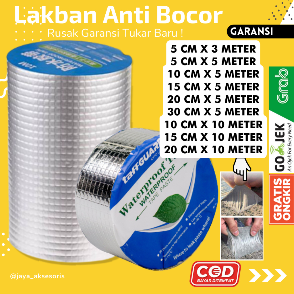 LAKBAN ANTI BOCOR WATERPROOF ANTI AIR ALUMINIUM FOIL SUPER KUAT 10CM X 5M LEM PEREKAT ANTI BOCOR ORI