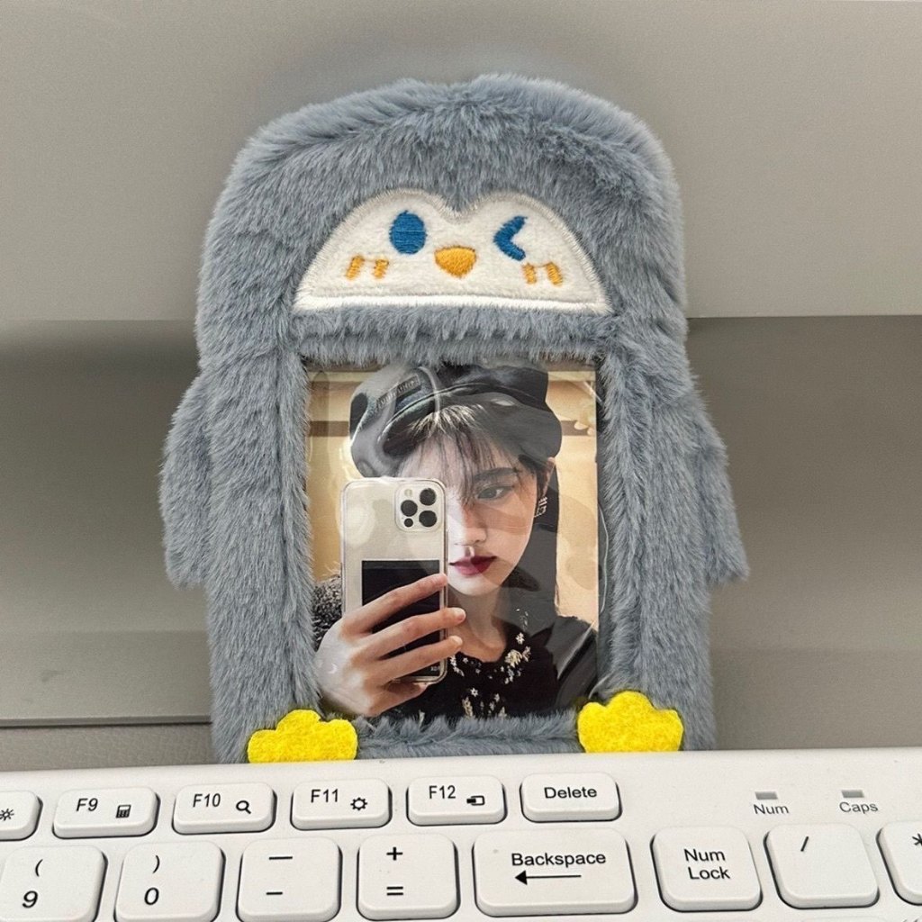 

Penguin Toast Plush Photocard Holder Idol Photo Sleeve Protective Case Student ID Card Cover With Keychain Pend