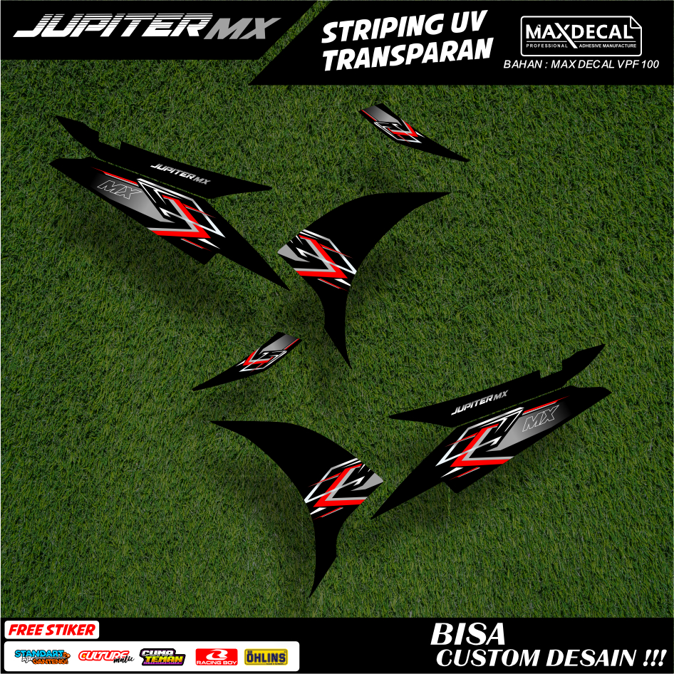 striping mx new 135 transparan new jupiter mx njmx  racing minimalis merah hijau biru hitam njmx-111