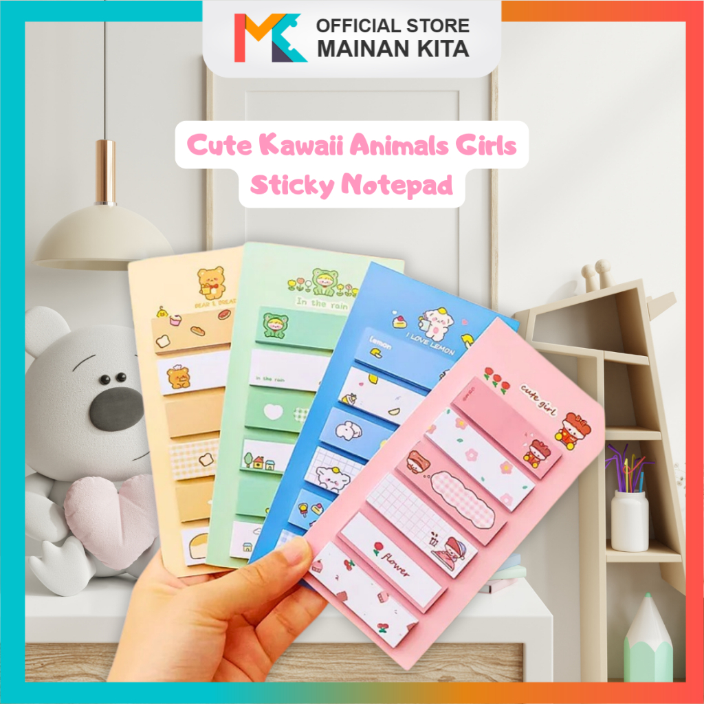 

MK619 Tempelan Kertas Sticky Note 120 Lbr / Pembatas Buku Karakter Lucu 6 in 1