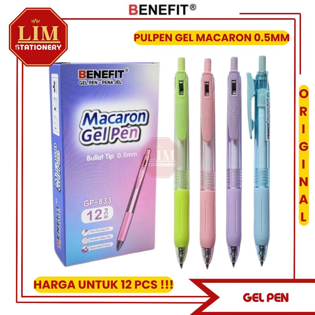 

Pulpen Gel Macaron GP-833 (12Pcs) Benefit