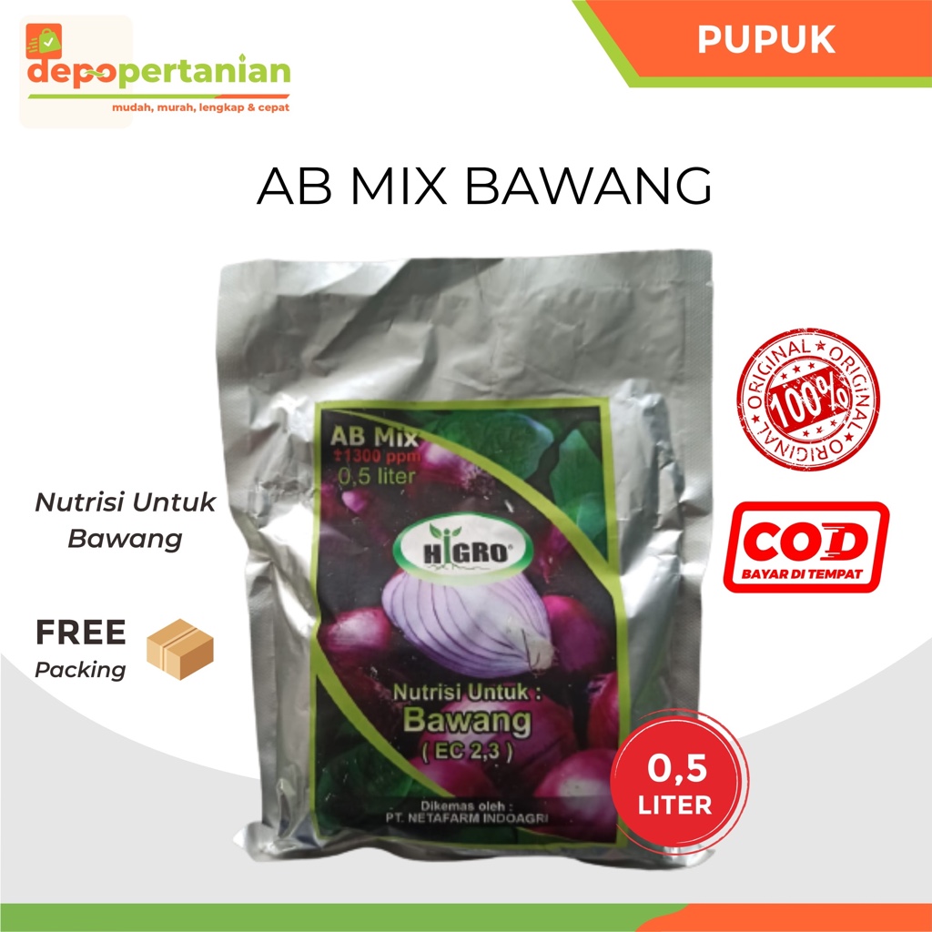 Depo Pertanian - HiGRO Nutrisi Hidroponik AB Mix BAWANG 0,5 liter