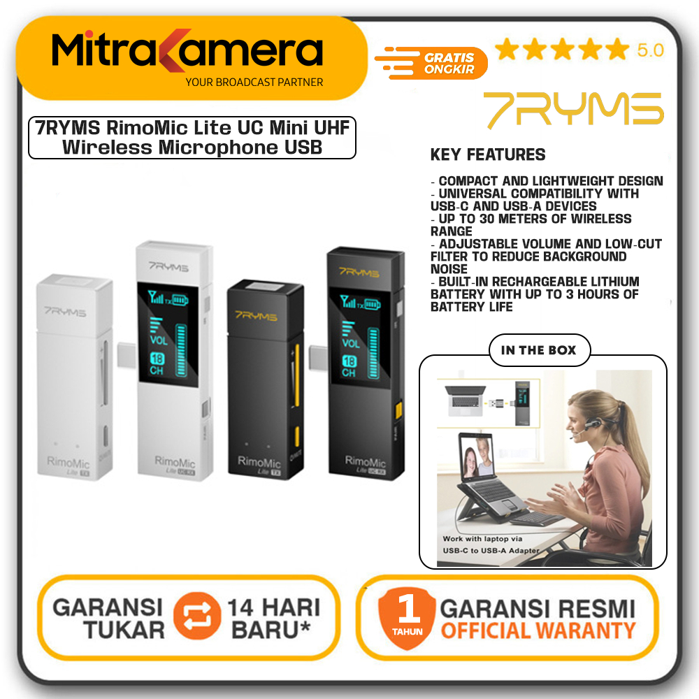 7RYMS RimoMic Lite UC Mini UHF Wireless Microphone USB Type-C Devices