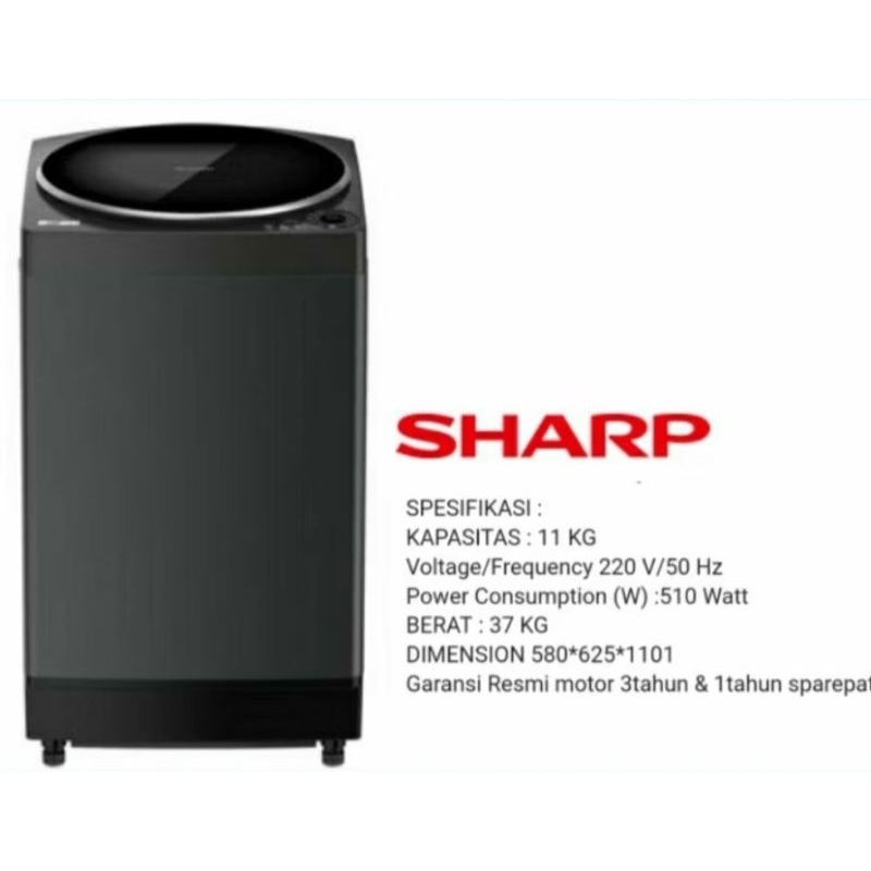 Mesin cuci Sharp 11kg 1 tabung ESM-1109 TGG