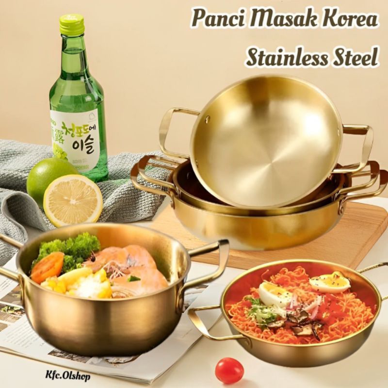 Panci Korea / Panci Ramen Gold Panci Tutup Gold / Panci Ramyun Korea