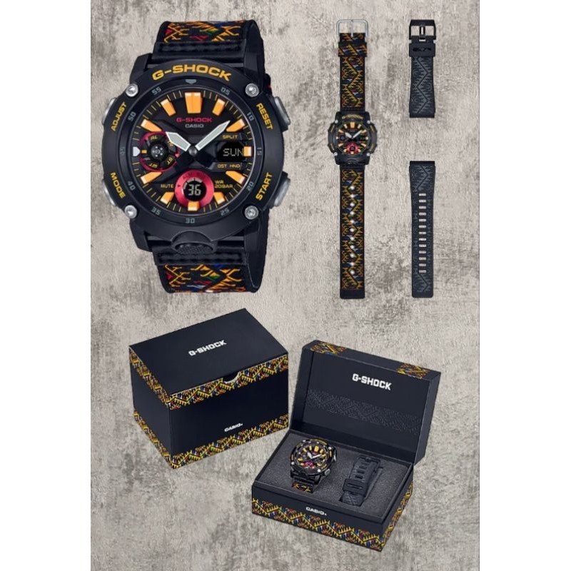 Jam Tangan Pria Casio G-Shock GA-2000BT-1A Tali Kain ( FREE TALI KARET )