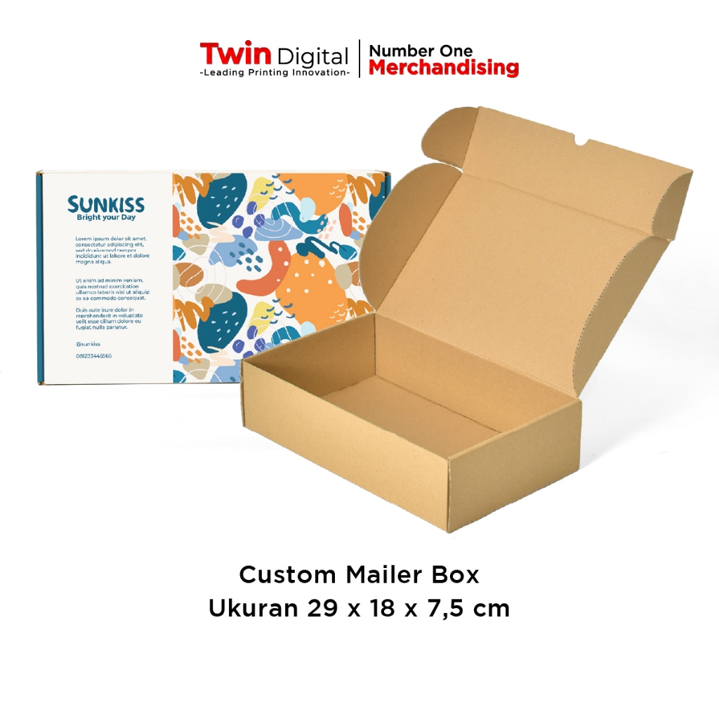 

Twindigital Custom Box Kardus / Kotak Kado / Corrugated Box - Mailer Box Full Print Uk 29x18x7,5 cm