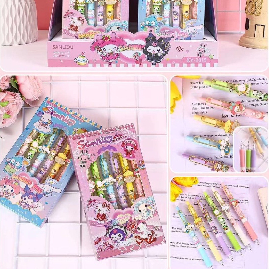 

Licensed Sanrio Character Set Pen - Pulpen Karakter Premium Sanrio Complete Set isi 6 Pulpen Sanrio Cute Character