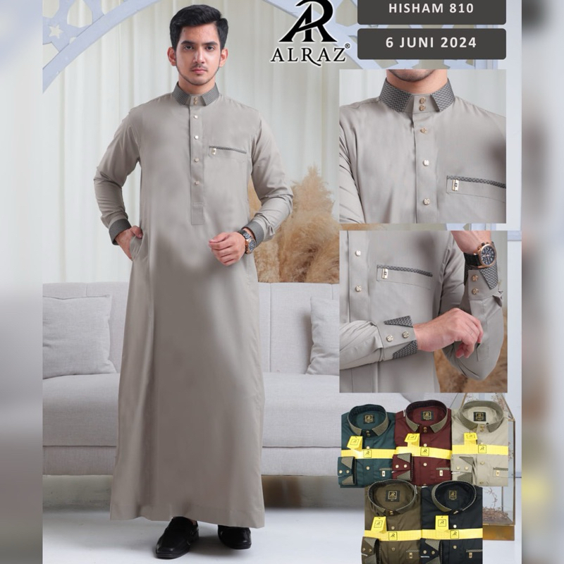 ALRAZ Gamis Jubah Alraz Motif Terbaru HISHAM Lengan Panjang Manset ~ Busana Muslim Pria Dewasa Jubah