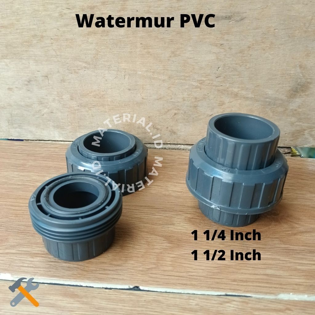 Watermur PVC Drat Dalam Luar 1 1/4 1 1/2 Inch in Sambungan Drat Buka tutup Pipa Peralon Paralon - 1/