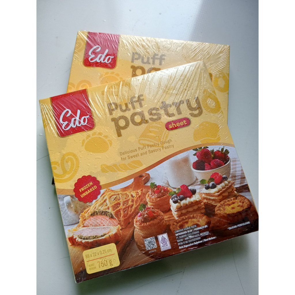 

Edo puff pastry sheet 750gr / kulit pastry frozen