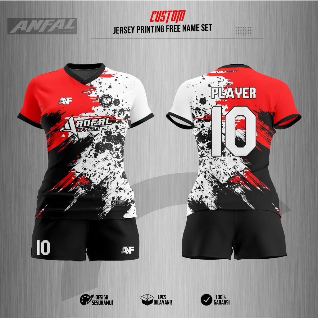 SET KAOS OLAHRAGA WANITA EDISI MERAH PUTIH // KAOS // JERSEY // JERSEY FUTSAL // BAJU POLOSAN // BAJ