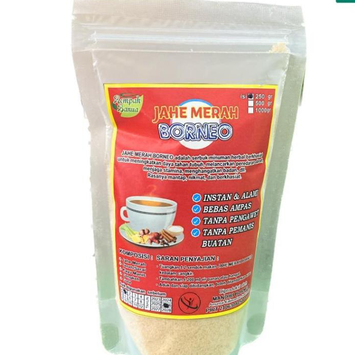 

JAHE MERAH Borneo KEMAS PLASTIK POUCH 250 GR Instan | Rempah Banua