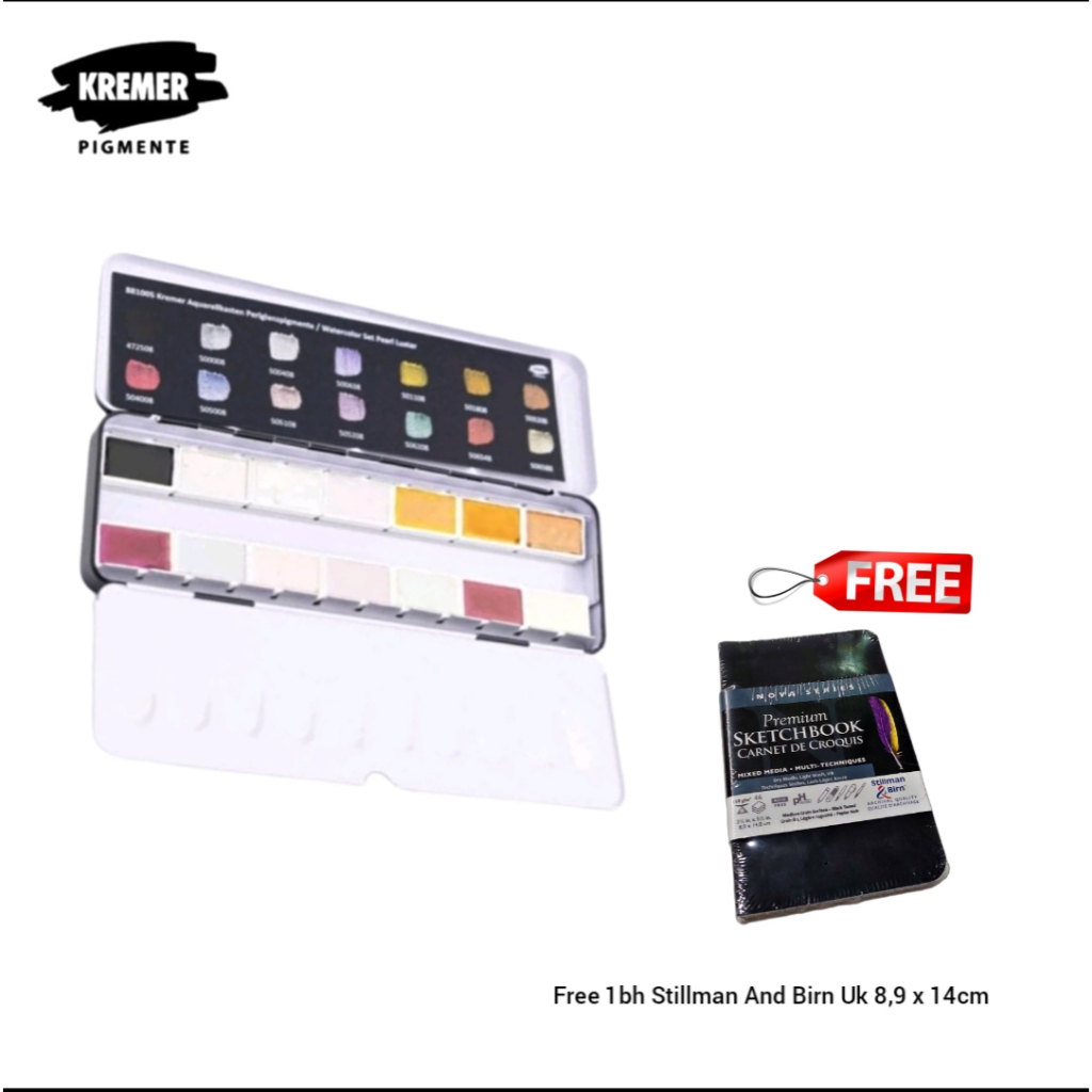 

HOLIDAY SALE!! KREMER WATERCOLOR SET PEARL LUSTER FREE STILLMAN & BIRN 8.9X14CM RANDOM