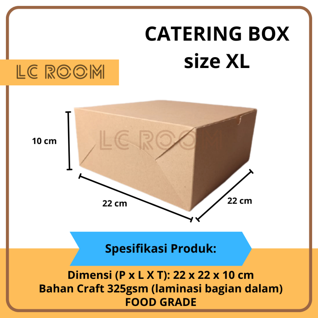

DUS NASI KATERING PAPER CATERING BOX SIZE XL 22x22x10 cm KOTAK MAKANAN KEMASAN SNACK BOX JUMBO DUS KUE SNACK BOX KRAFT FOOD GRADE BERLAMINASI TAKE AWAY