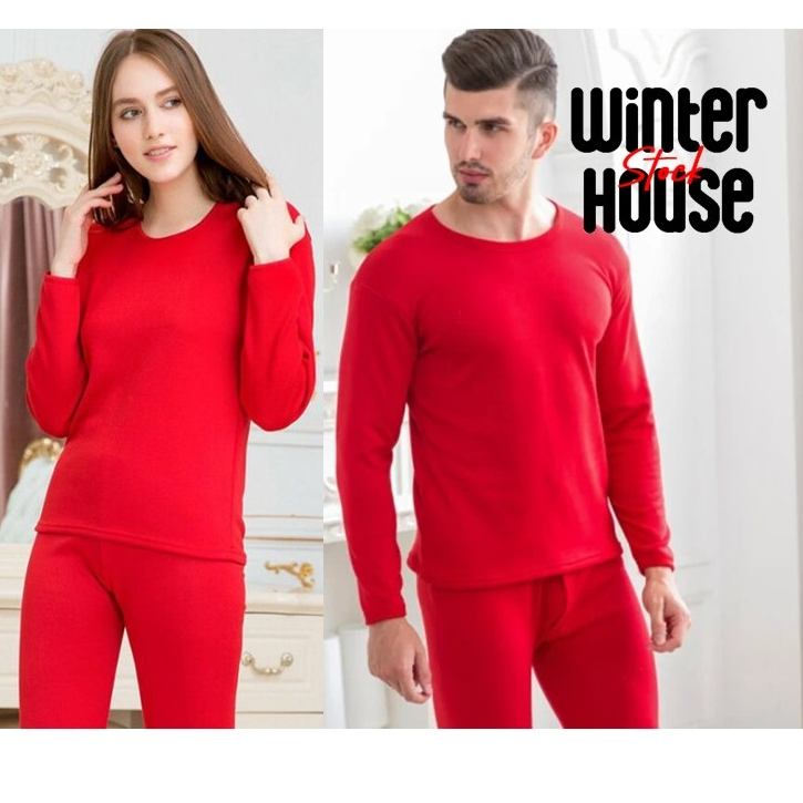 Couple pasangan Long john pria set Mix - Original pakaian hangat Merah