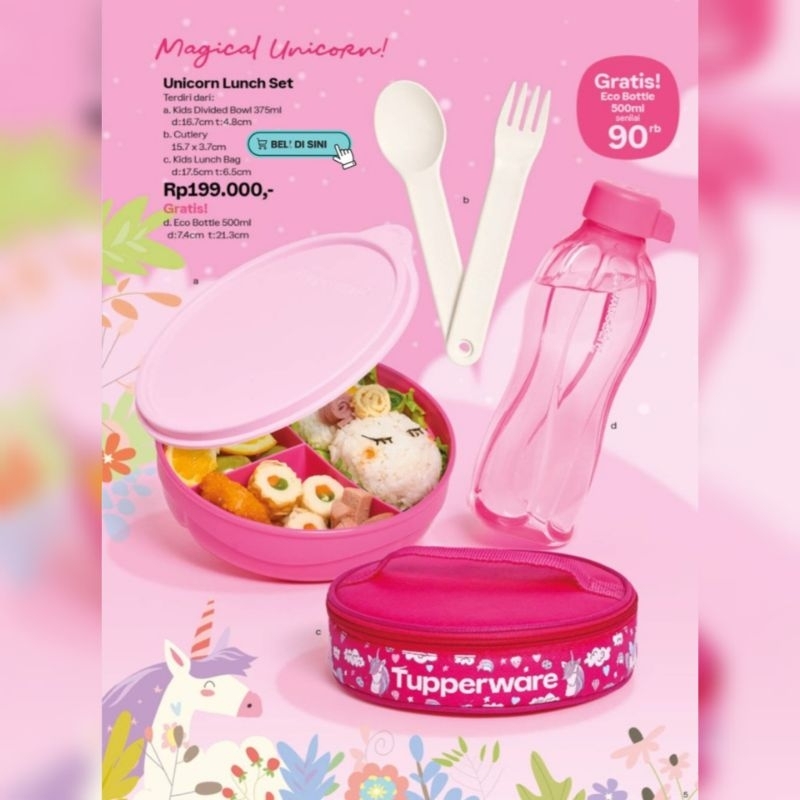 Tupperware Unicorn Lunch Set free Eco Bottle 500ml