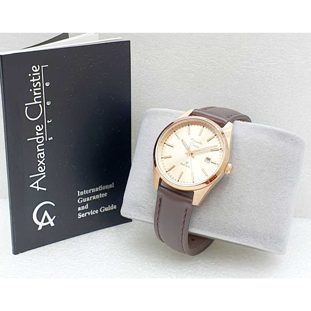 jam tangan wanita alexander cristie ori ac1035 kulit gold brown