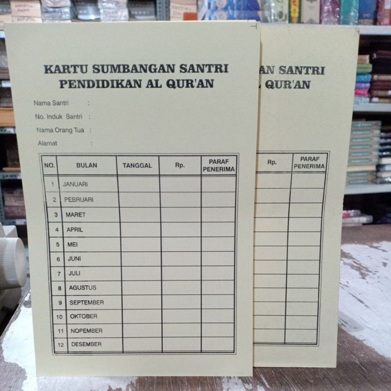

Kartu SPP. Kartu sumbangan Santri Pendidikan Al Qur'an