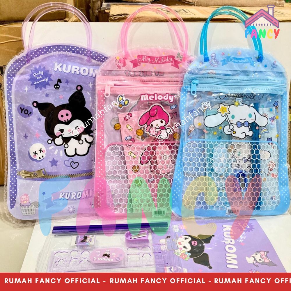 

Paket Alat Tulis/ Study Set TAS JARING TENTENG JINJING 2235 Fancy SNR Motif Cinnamorol / Kuromi / Melody