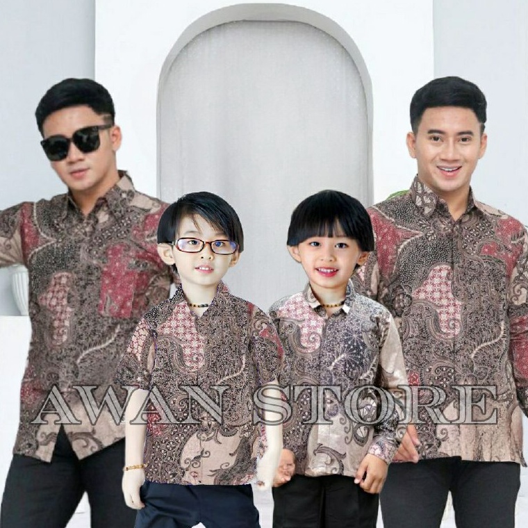KODE U52H TERBARU Kemeja batik ayah dan Kemeja Batik anak cowok BATIK WARNA DUSTY PINK