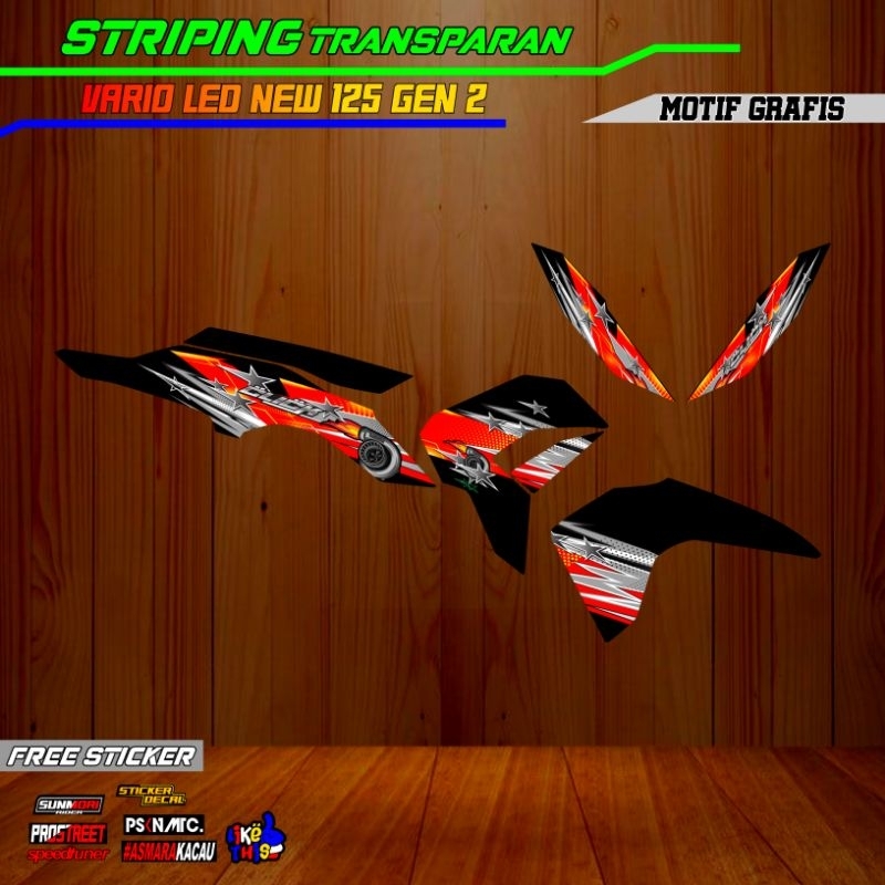 Striping transparan vario led new gen 2 / stiker vario new gen2 motif  grafis