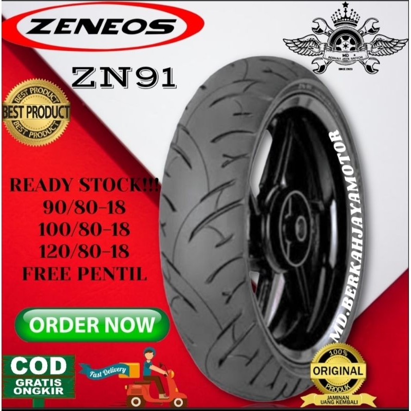 Ban tubeless Zeneos ZN91 RING 18 (90/80,100/80,120/80) Free pentil 100% Original