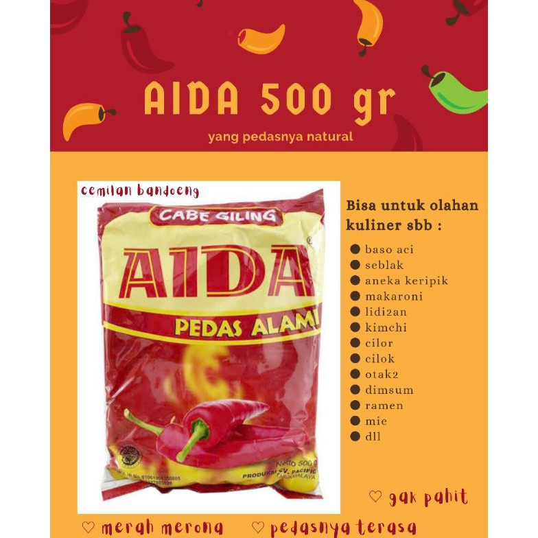 

Termurah BUBUK CABE AIDA 5GR