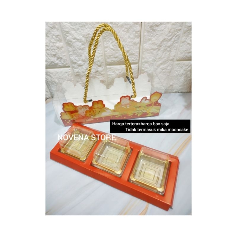 

BOX MOONCAKE KUE BULAN UKURAN 50g MUAT 3 PCS MIKA TARO 6CM