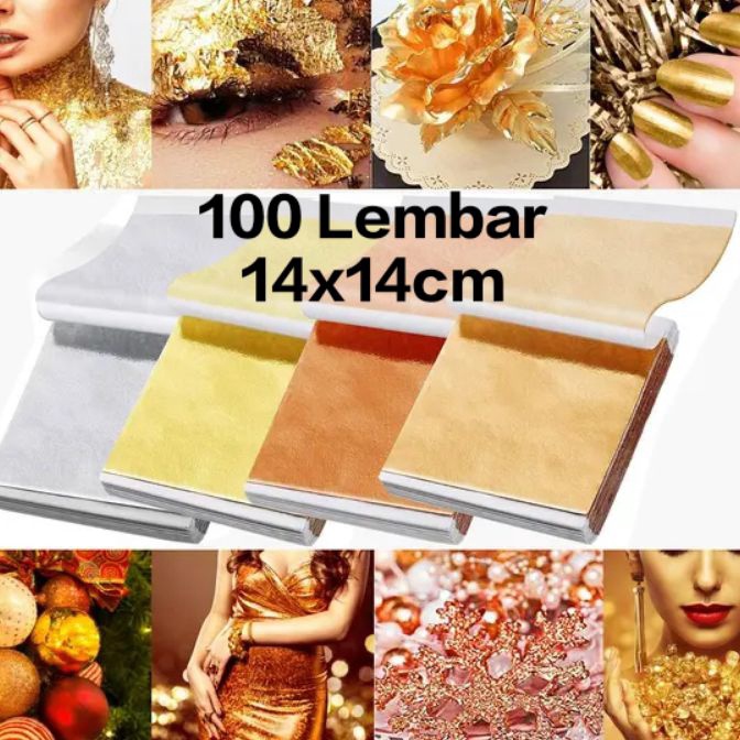 KP8 1 Sheets Kertas Foil Emas Gold Foil Sheet Kertasprada Sepuhan Sepuh Gold Foil Leaf Gilding Foil 