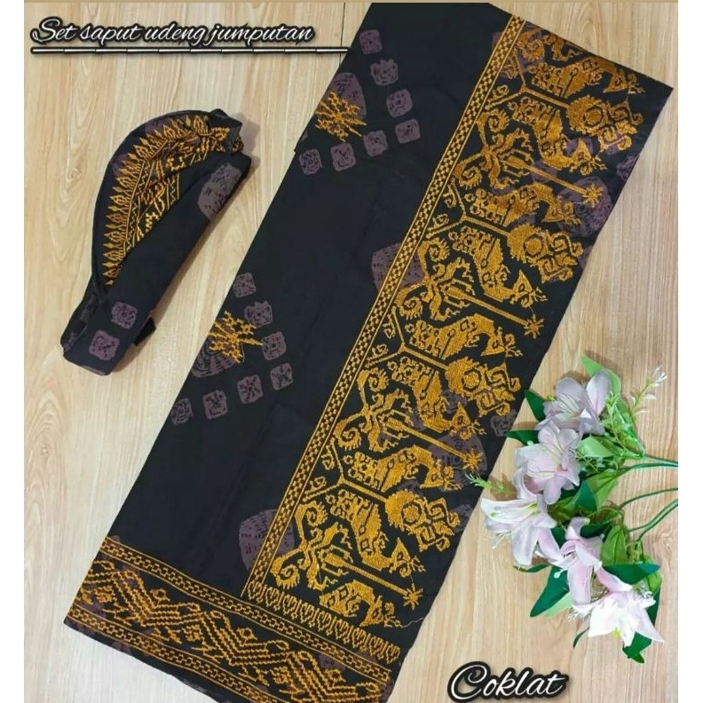 KODE X42Z Set Saput Udeng Bordir Endek Jumputan